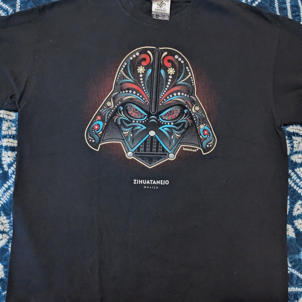 Darth Vader Star Wars Sugar Skull Mexican Art Tshirt size Large